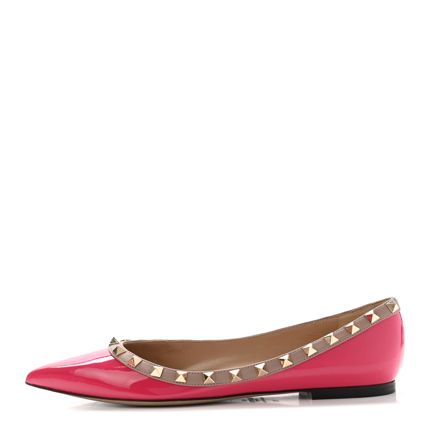 Valentino Garavani Patent Nappa Rockstud Ballerina Flats 38 Deep Fuxia Poudre 1 of 9
