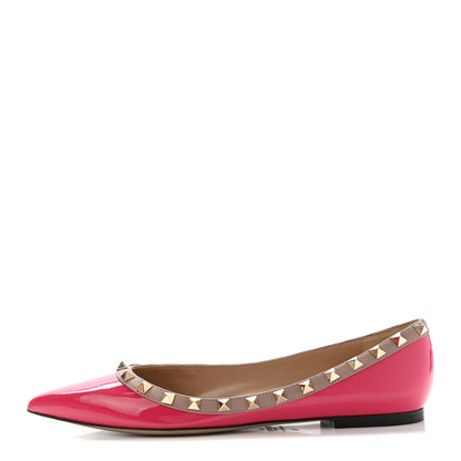 Valentino Garavani Patent Nappa Rockstud Ballerina Flats 38 Deep Fuxia Poudre 1 of 9
