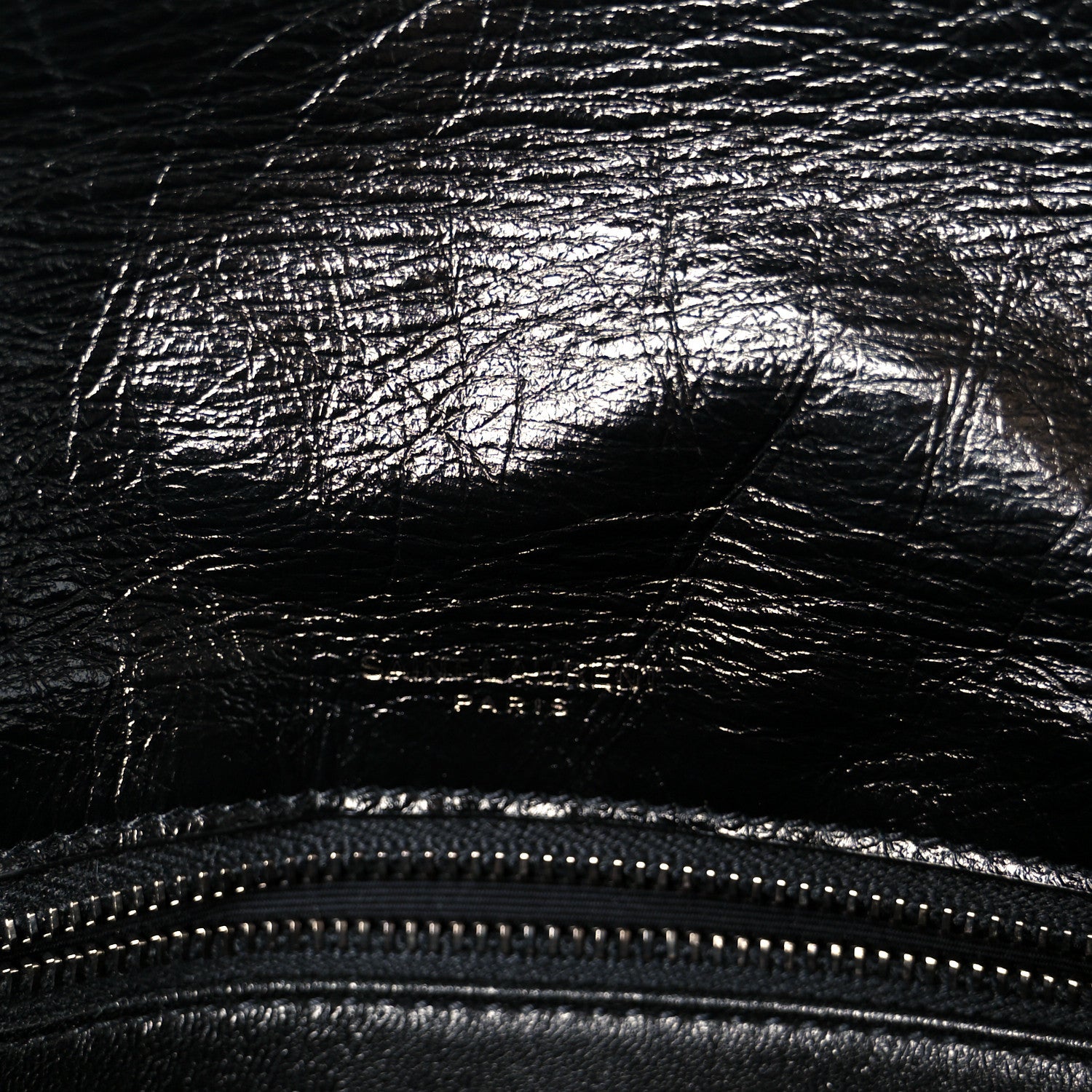 Saint Laurent Crinkled Calfskin Shearling Monogram Medium Niki Chain Satchel Black 7 of 11