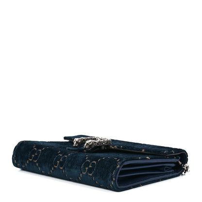 Gucci Velvet GG Monogram Mini Dionysus Chain Wallet Blue Beige Black 9 of 11