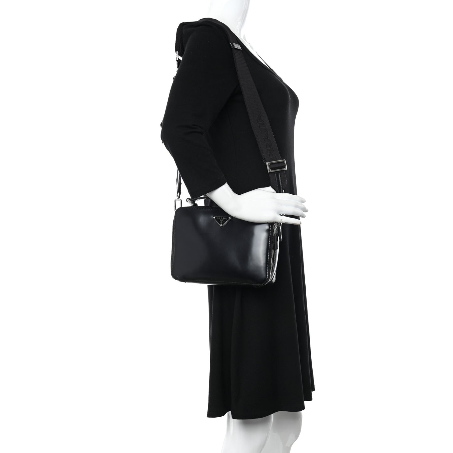 Spazzolato Medium Brique Crossbody Bag Black