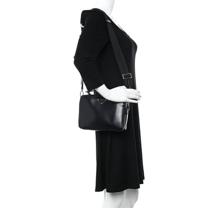 Prada Spazzolato Medium Brique Crossbody Bag Black 2 of 14