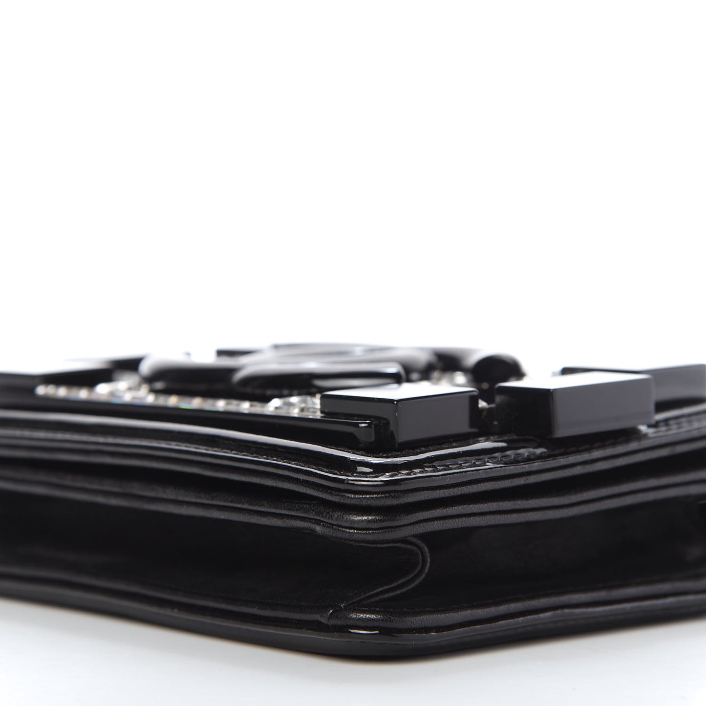 Plexiglass Patent Baguette Crystal Mini Boy Brick Flap Black