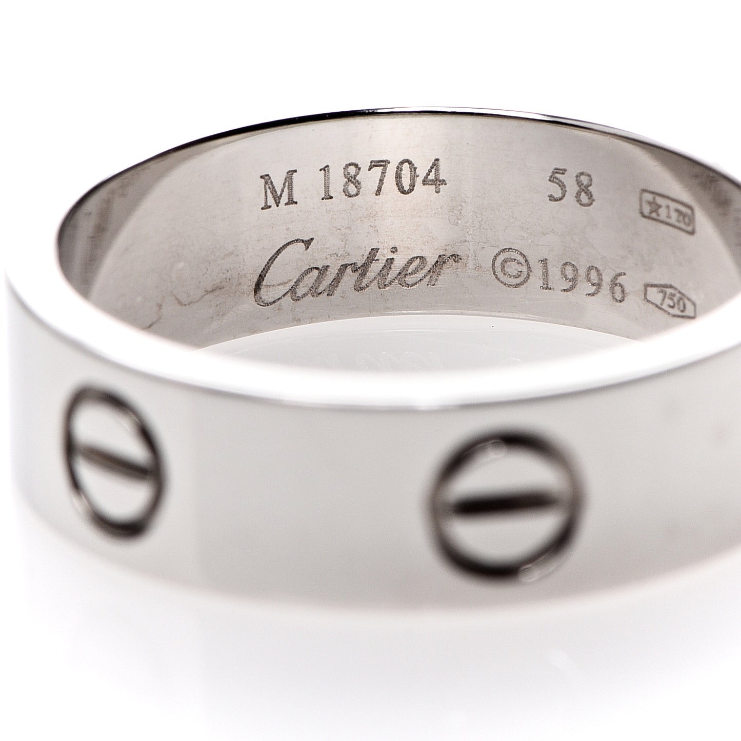 18K White Gold 5.5mm LOVE Ring 58 8.25