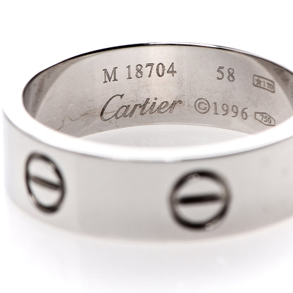 Cartier 18K White Gold 5.5mm LOVE Ring 58 8.25 3 of 4
