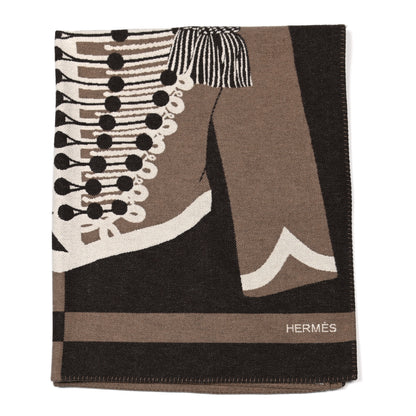 Hermes Wool Cashmere Brandebourgs Blanket Ecorce 1 of 4