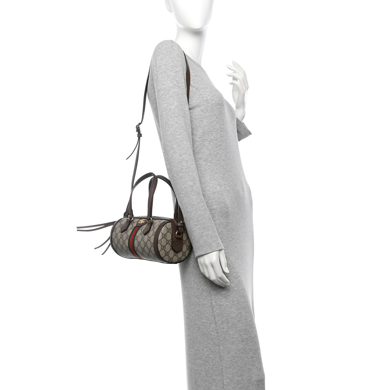 Gucci GG Supreme Monogram Web Small Ophidia Boston Bag Beige New Acero 2 of 12