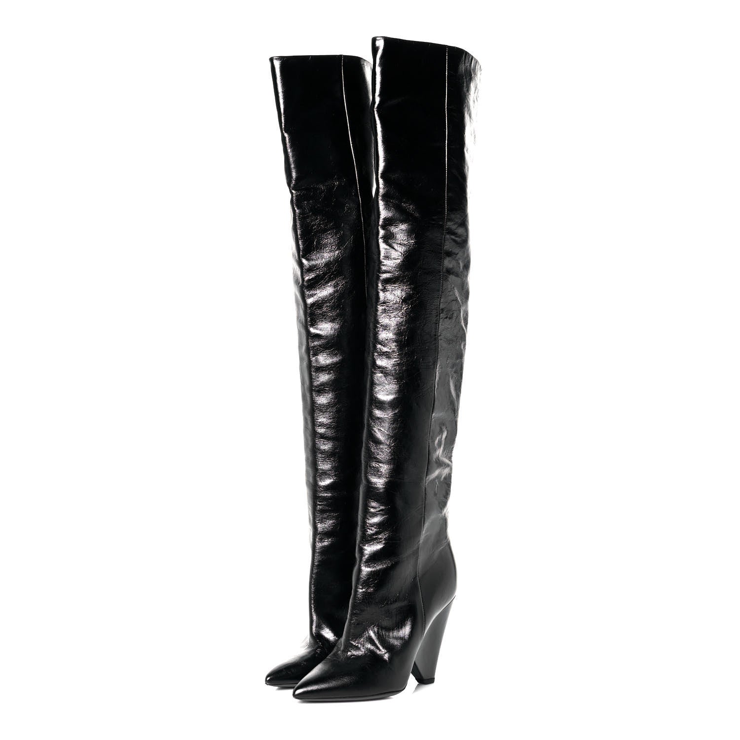 Saint Laurent Calfskin Niki 105 Thigh High Boots 35 Black 3 of 6