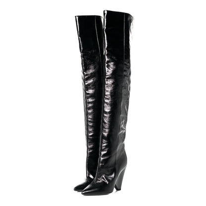 Saint Laurent Calfskin Niki 105 Thigh High Boots 35 Black 3 of 6
