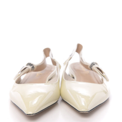 Christian Dior Patent Ribbon J'Adior Slingback Ballet Flats 36 Off White 2 of 9