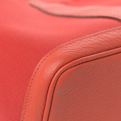 Hermes Toile Militaire Vache Country Garden Party Pockets 36 MM Tote Rouge Tomate Capucine 10 of 13