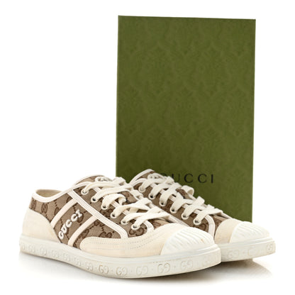 Gucci GG Monogram Suede Womens Low Top Sneakers 37 Beige Ebony Mystic White 10 of 10