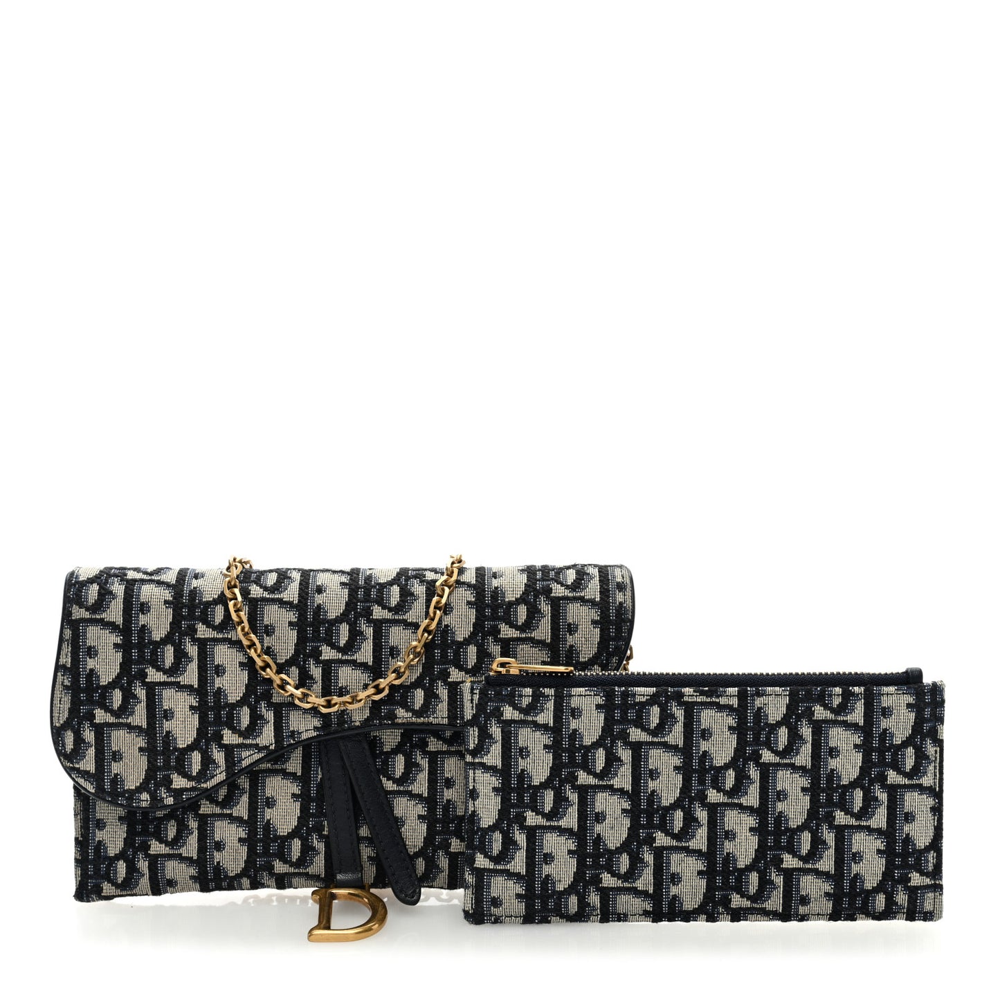 Oblique Saddle Chain Long Wallet Blue