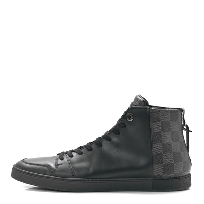 Louis Vuitton Calfskin Damier Graphite High Top Sneakers 8 Black 1 of 9