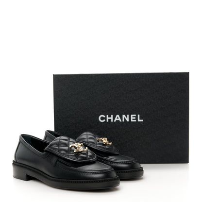 Chanel Lambskin Quilted CC Turnlock Loafers 36.5 Black 9 of 9