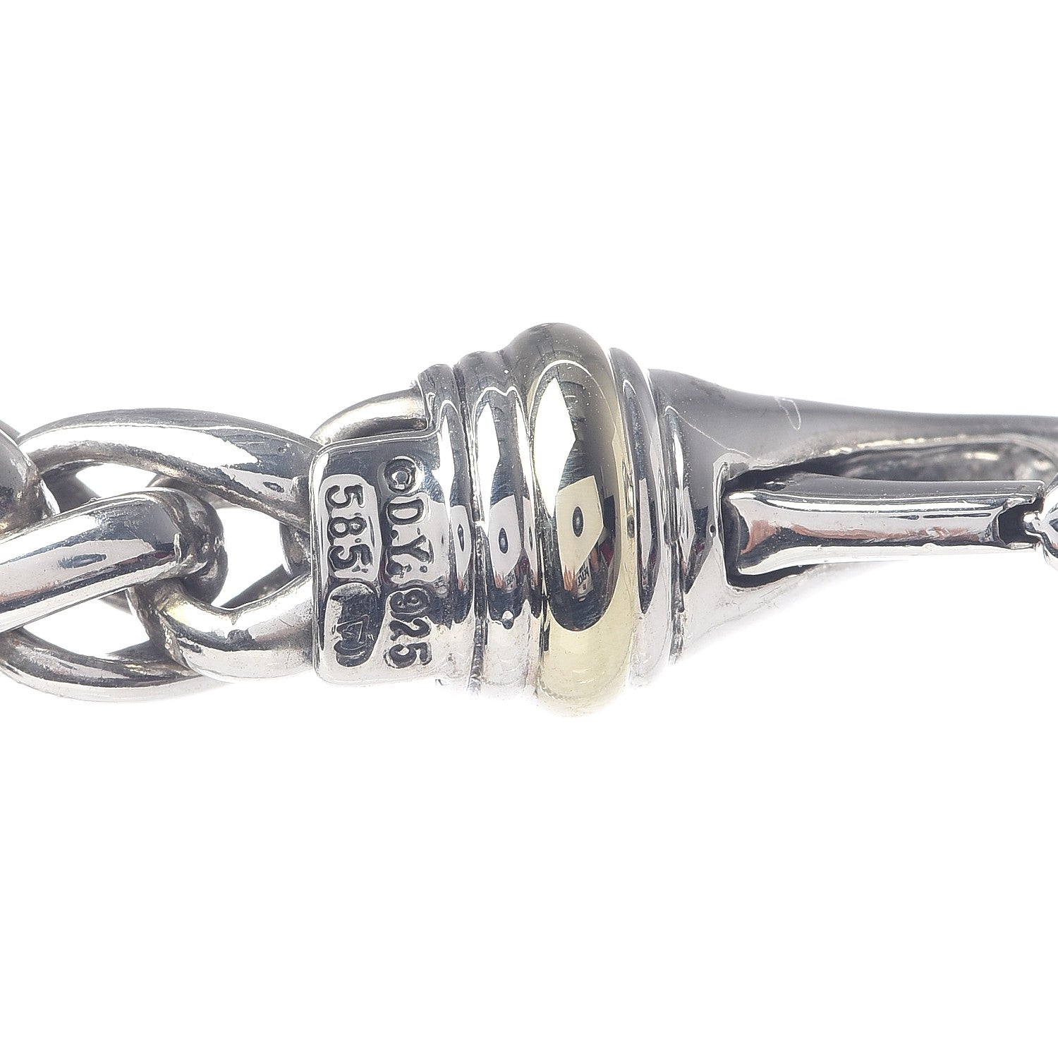 David Yurman Sterling Silver 14K Yellow Gold 8mm Wheat Chain Necklace 5 of 5