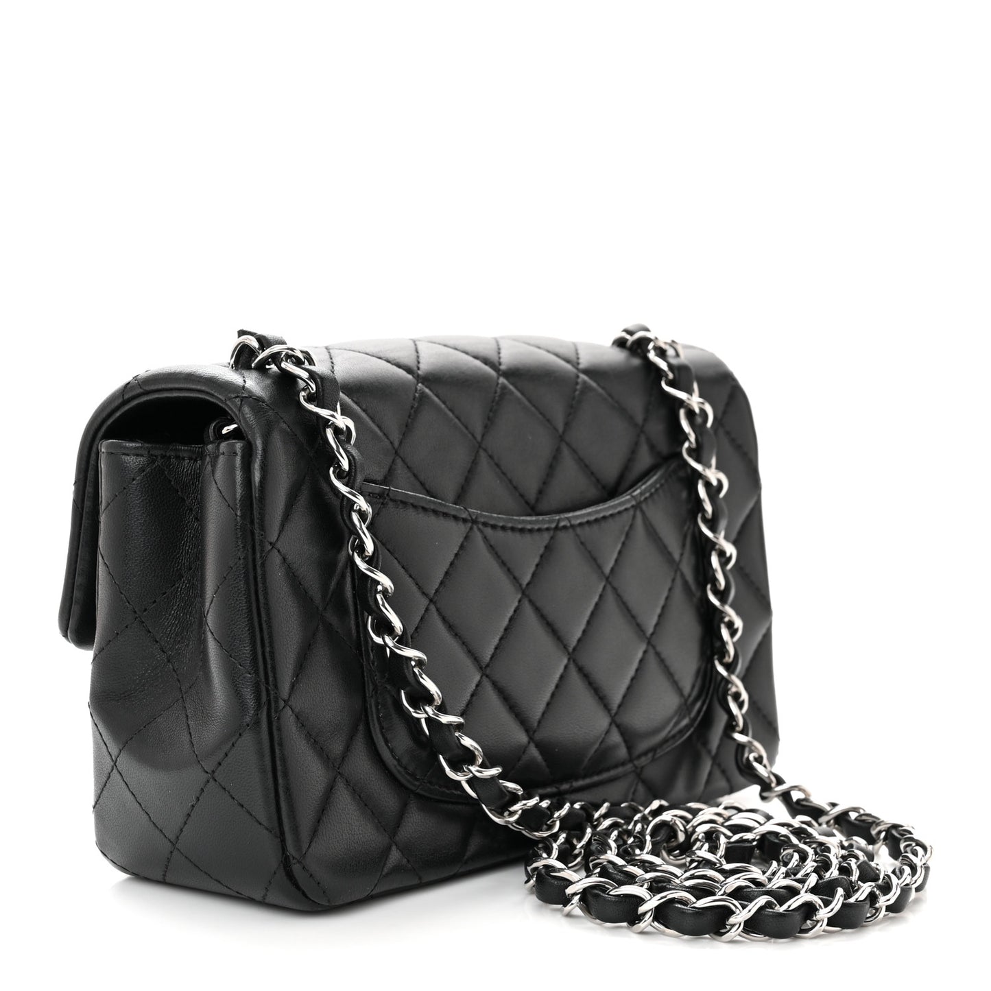 Lambskin Quilted Mini Rectangular Flap Black