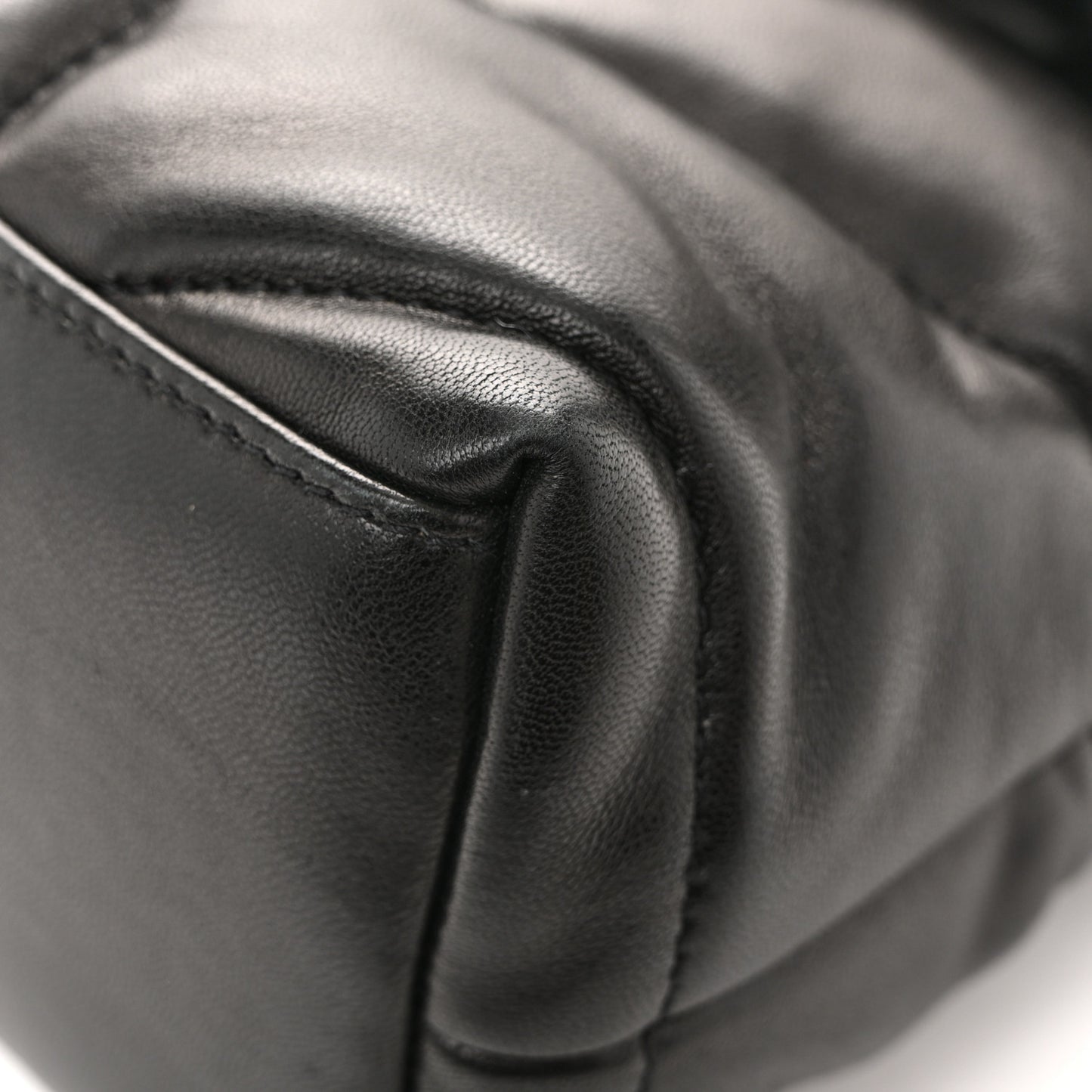 Lambskin Quilted Small Loulou Puffer Monogram Monochrome Chain Satchel Black