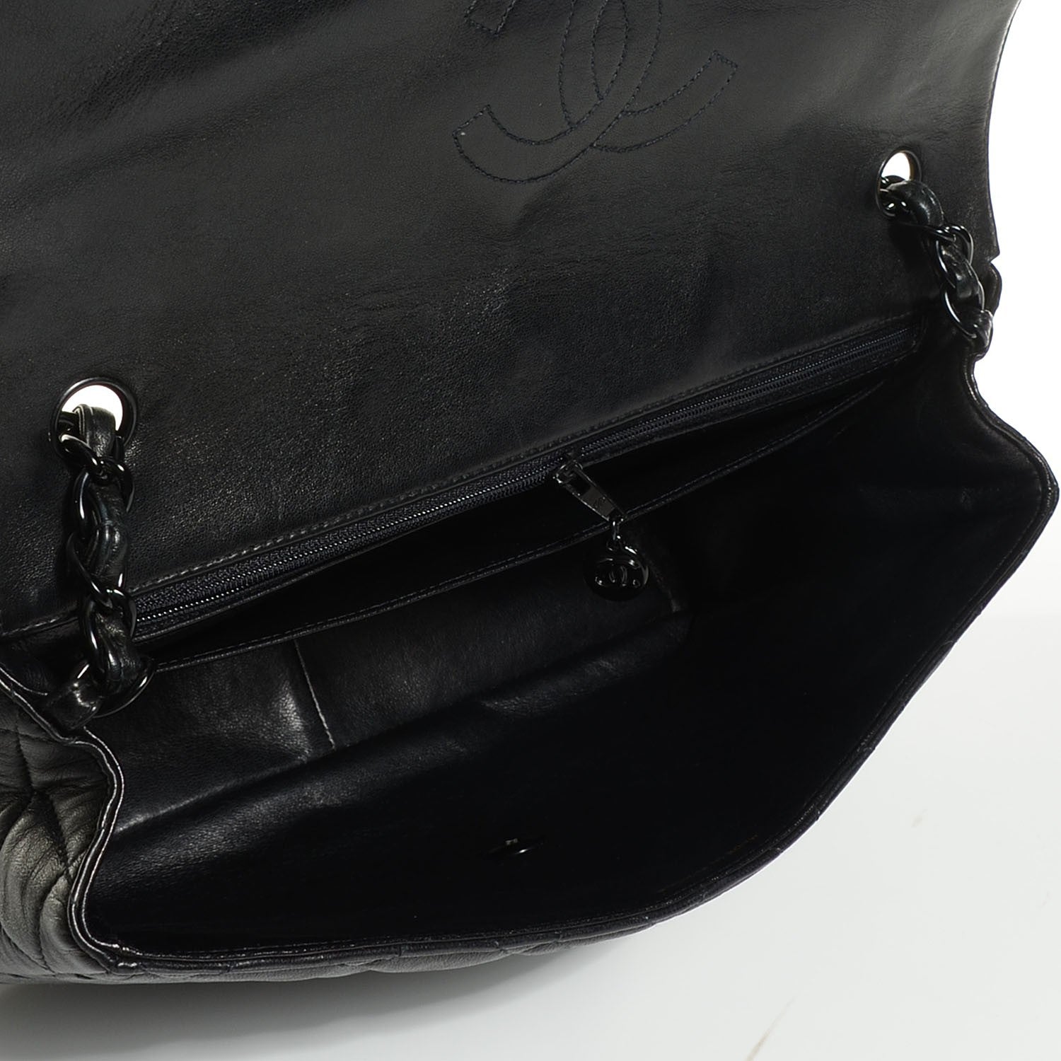 Chanel Lambskin Quilted Jumbo Single Flap So Black 10 of 11