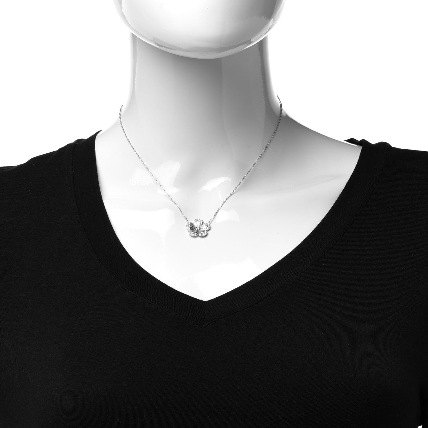 Platinum Diamond Enchant Garden Rose Cut Flower Pendant Necklace