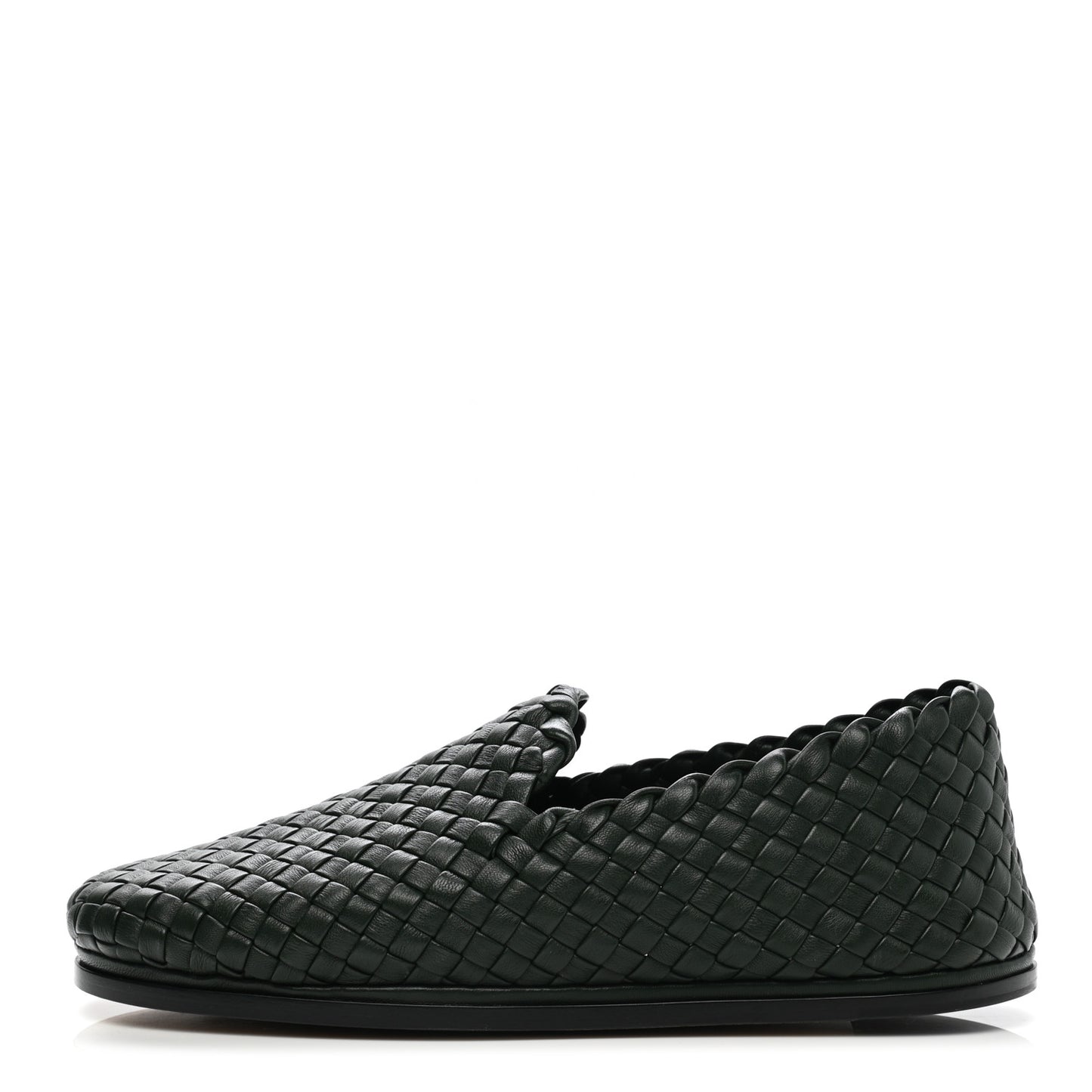 Nappa Intrecciato Mens Loafers 39.5 Dark Green