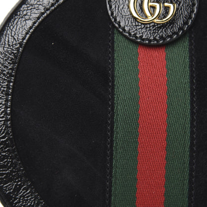 Gucci Suede Patent Web Mini Ophidia Round Shoulder Bag Black 8 of 11