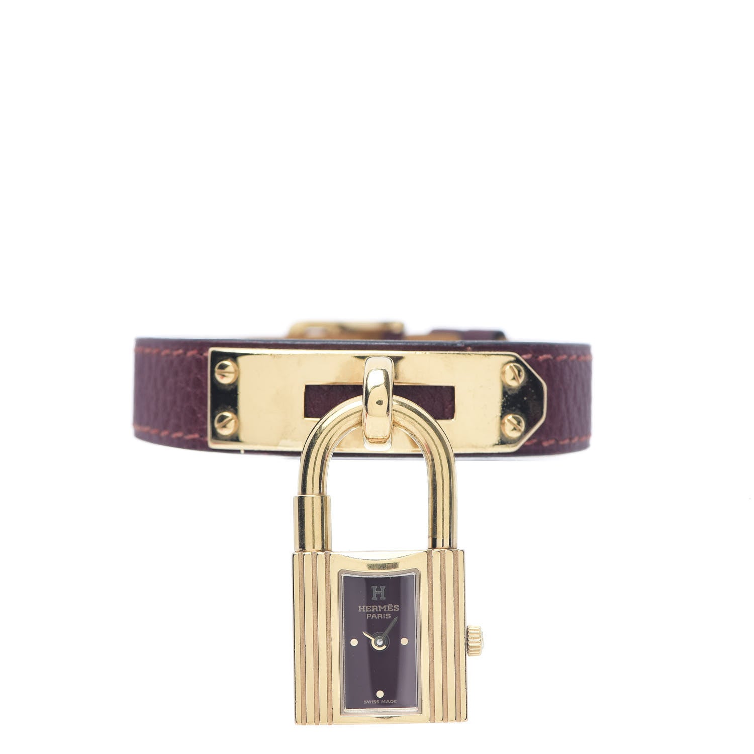 Hermes Stainless Steel Clemence 20mm Kelly Cadena Quartz Watch Rouge 1 of 5