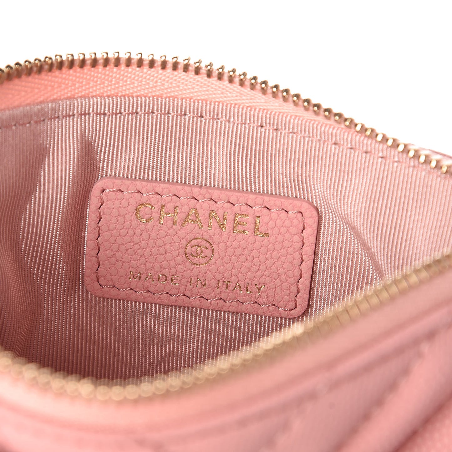 Caviar Chevron Quilted Small Cosmetic Case Pink