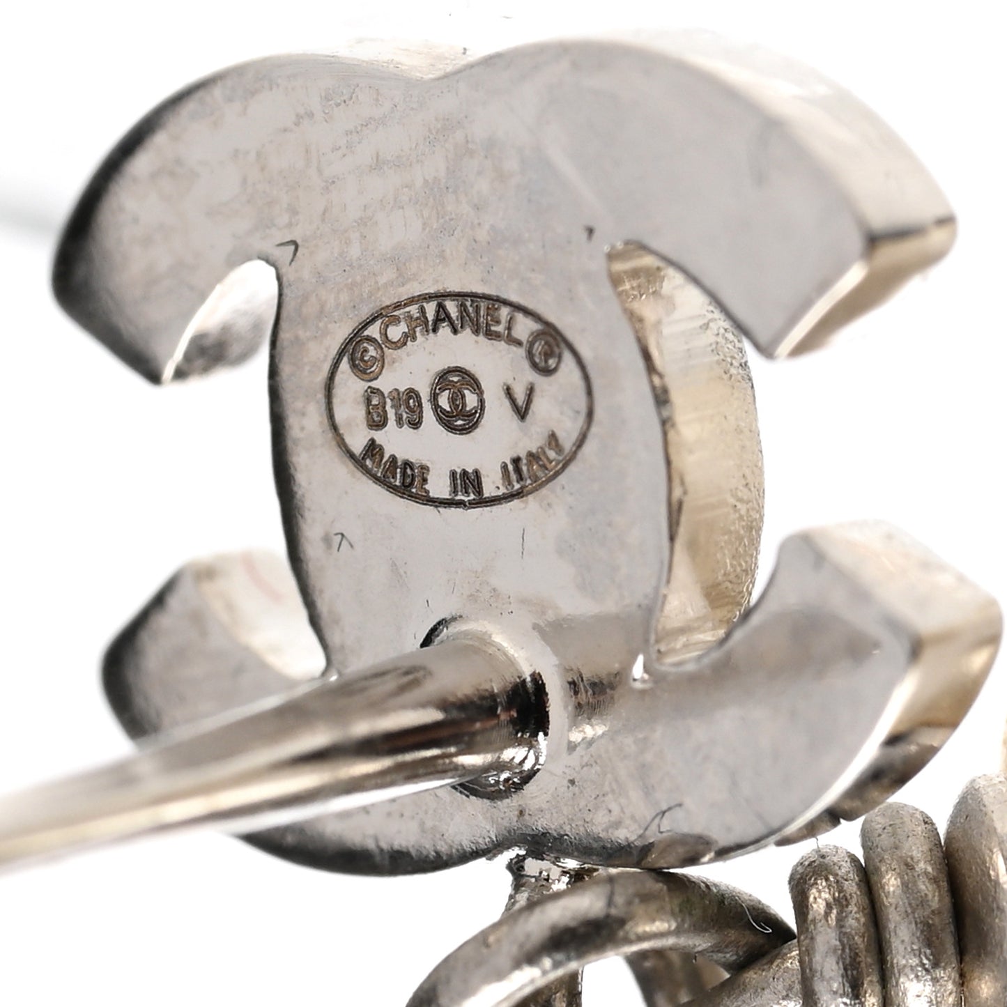 Crystal Pearl CC Drop Earrings Silver Pearly White