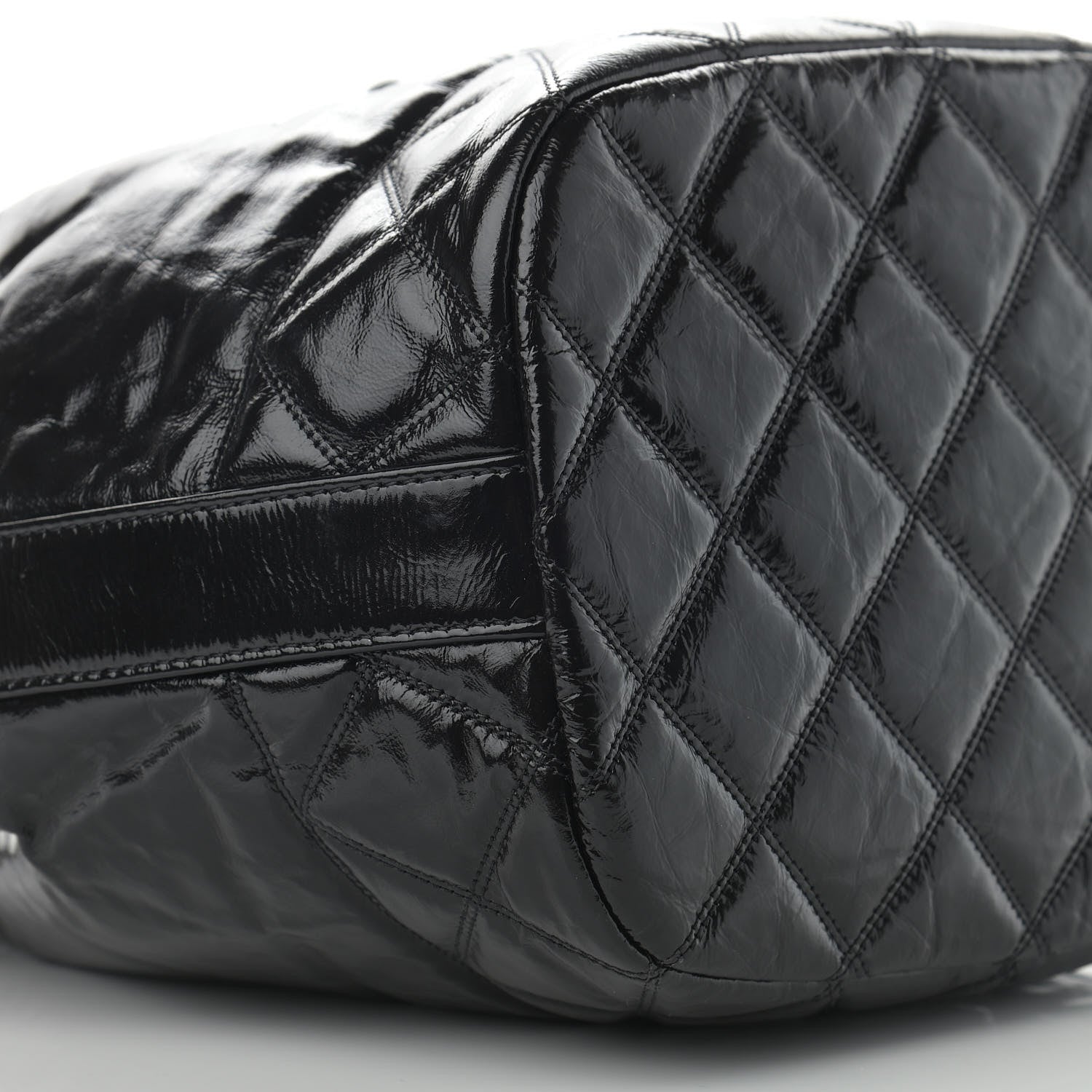Chanel Shiny Aged Calfskin CC Chain Drawstring Bag Black 9 of 11