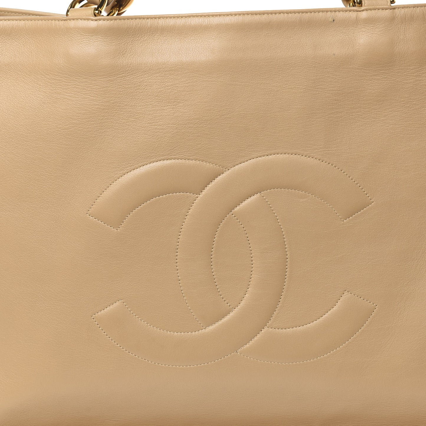 Lambskin Jumbo CC Shoulder Bag Beige