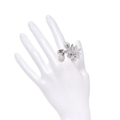 Van Cleef & Arpels 18K White Gold Diamond Lotus Between The Finger Ring 53 6.25 2 of 5