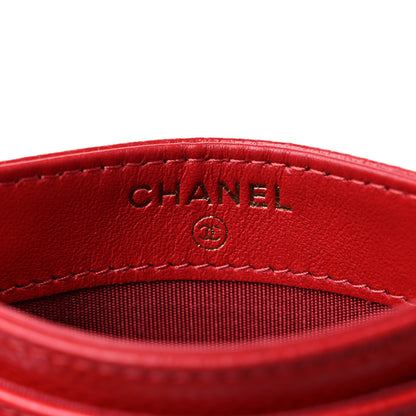 Chanel Caviar Camellia Embossed Card Holder Red 6 of 9