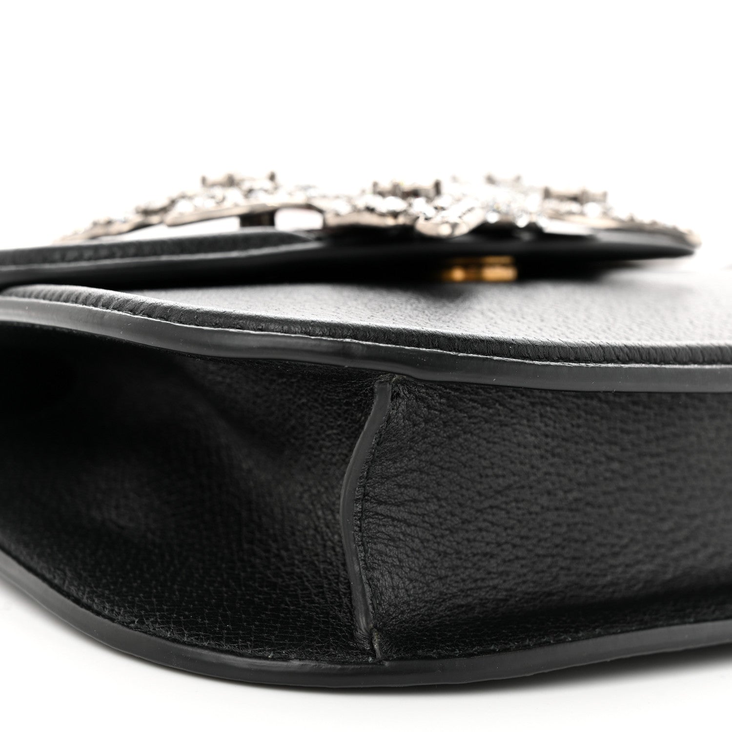 Gucci Calfskin Web Crystal Butterfly Stripe Small Totem Shoulder Bag Black 9 of 11