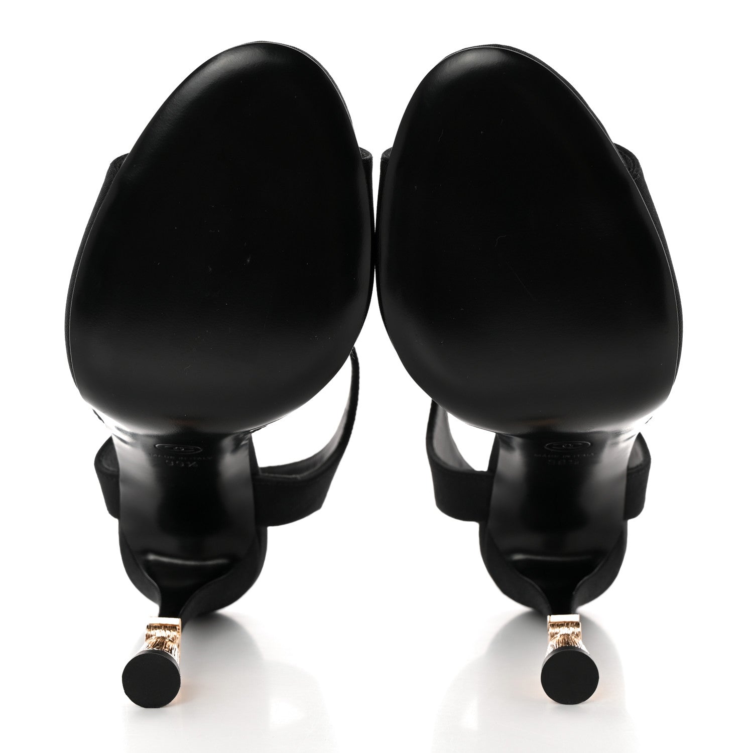Chanel Grosgrain Metal CC Sandals 39.5 Black 5 of 11