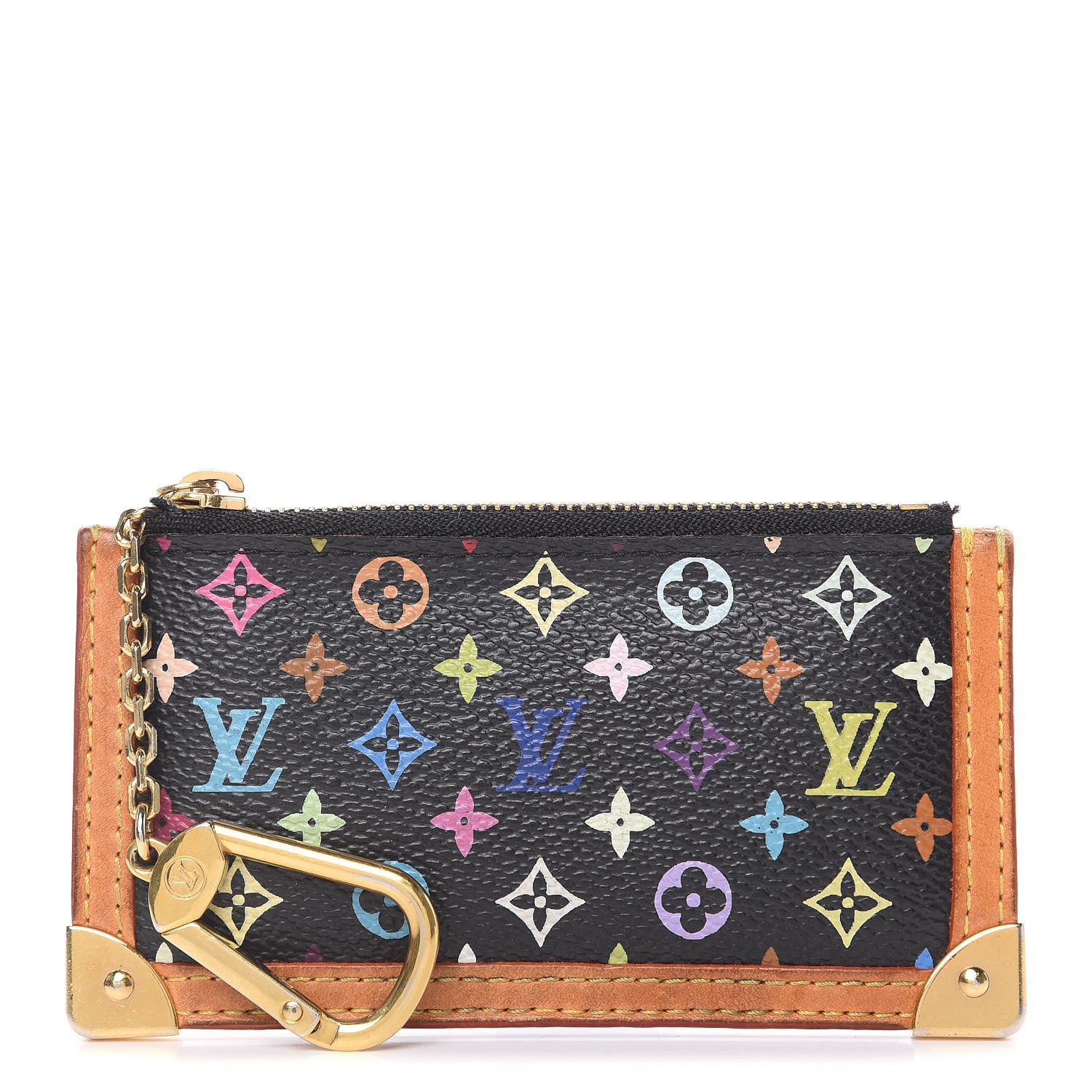 Louis Vuitton Monogram Multicolor Key Pouch Black 1 of 8