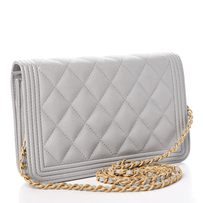 Chanel Caviar Quilted Boy Wallet On Chain WOC Grey 3 of 11