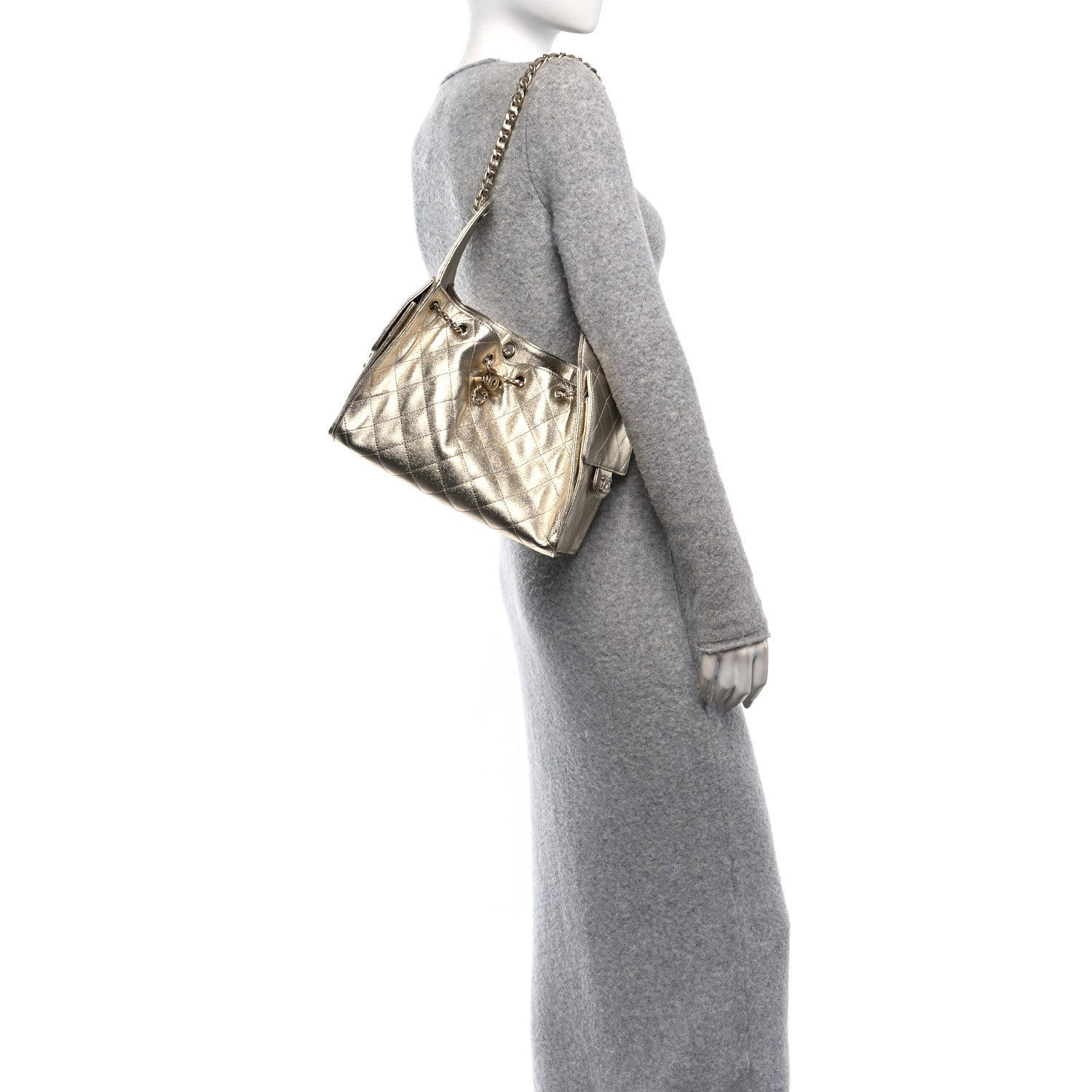 Chanel Metallic Caviar Quilted Small Chanel 25 Hobo Gold 2 of 11