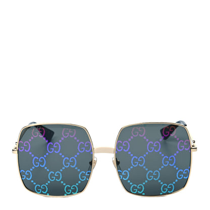 Gucci Metal Rectangular Frame Sunglasses GG0414S Gold Multicolor 2 of 7
