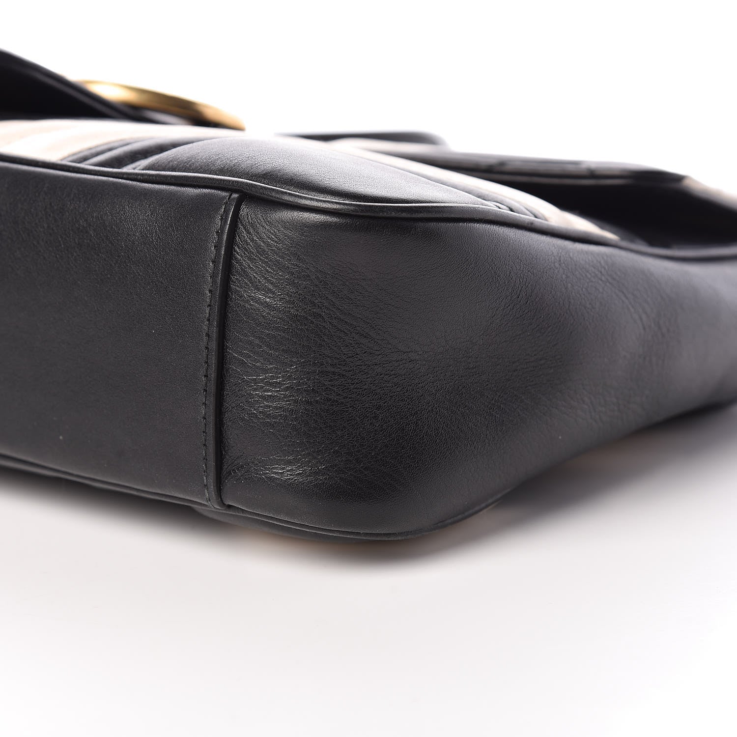 Gucci Calfskin Matelasse Medium GG Marmont Shoulder Bag Black White 6 of 13