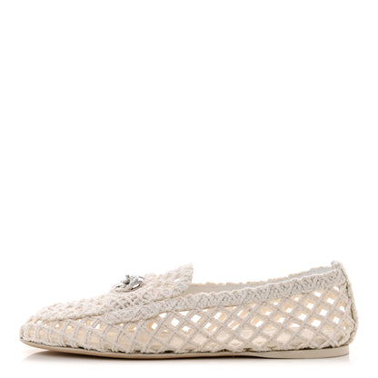 Chanel Raffia Braided CC Mocassin Loafers 39 White 1 of 8