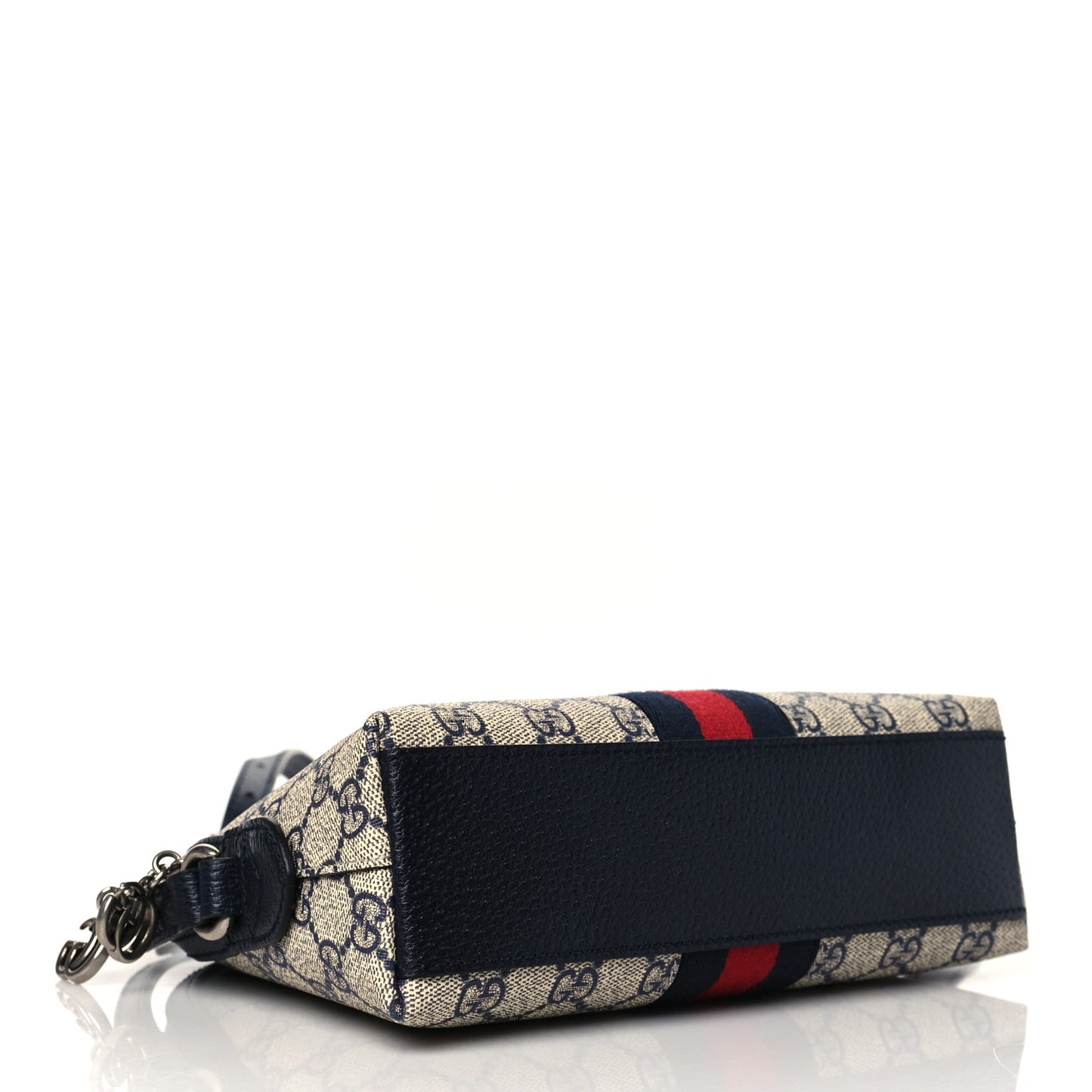 GG Supreme Monogram Textured Dollar Calfskin Web Small Ophidia Dome Shoulder Bag Beige Blue