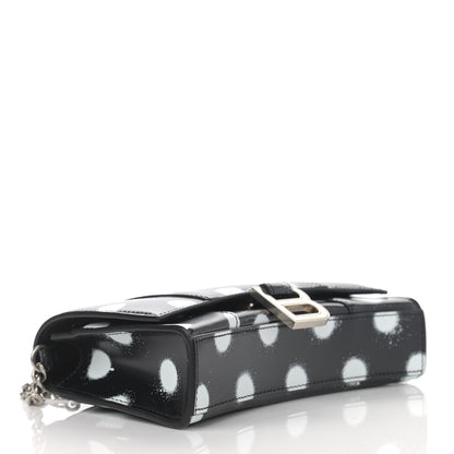 Balenciaga Shiny Box Calfskin Polka Dot Hourglass Chain Bag Black White 4 of 12