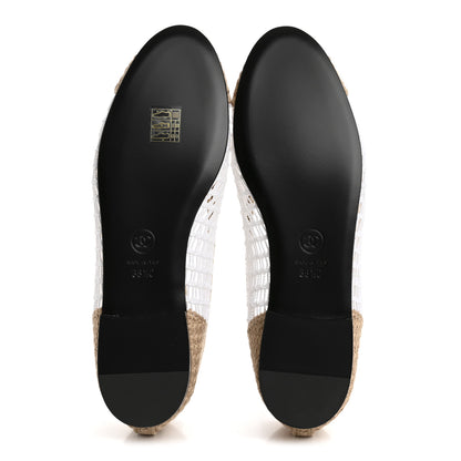 Chanel Raffia Cap Toe Ballerina Flats 38.5 White Beige 6 of 9