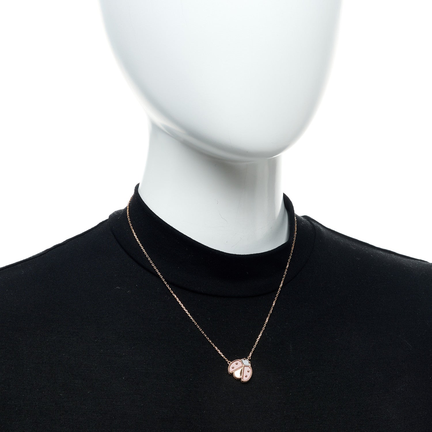 Van Cleef & Arpels 18K Rose Gold Carnelian Black Onyx Lucky Spring Open Wings Lady Bug Pendant Necklace 2 of 7