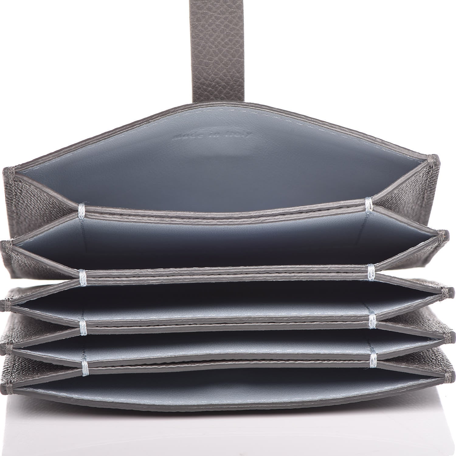 Celine Grained Shiny Calfskin Accordion Card Holder Grey 5 of 8