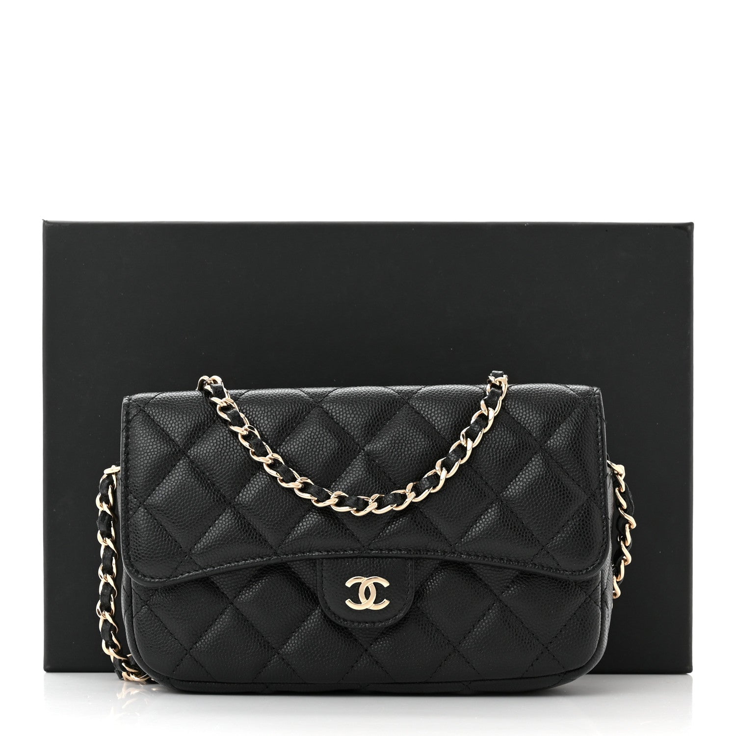 Chanel Caviar Quilted Flap Phone Holder With Chain Black 12 of 12