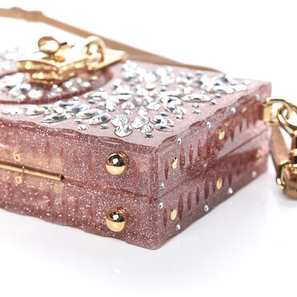 Dolce & Gabbana Crystal Embellished Plexiglass Dolce Box Clutch Pink 8 of 9