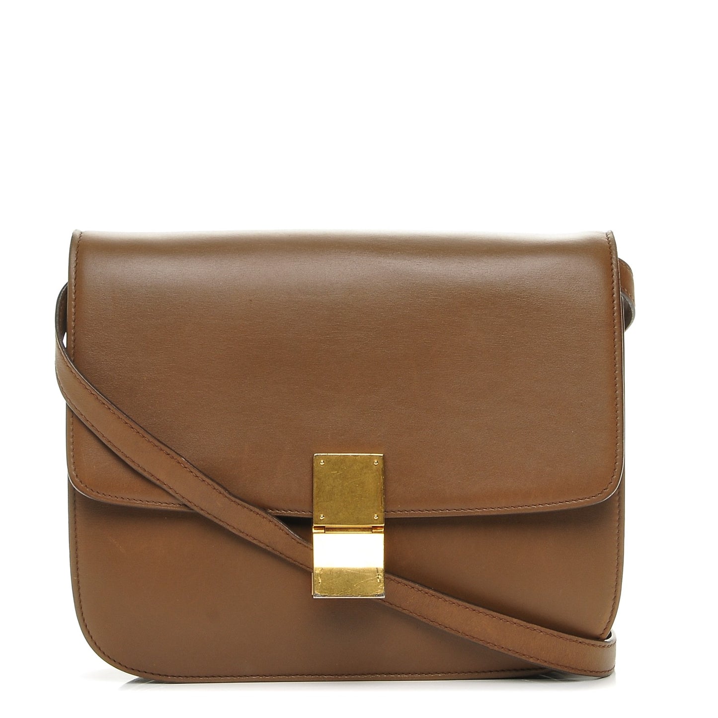 Box Calfskin Medium Classic Box Flap Bag Camel