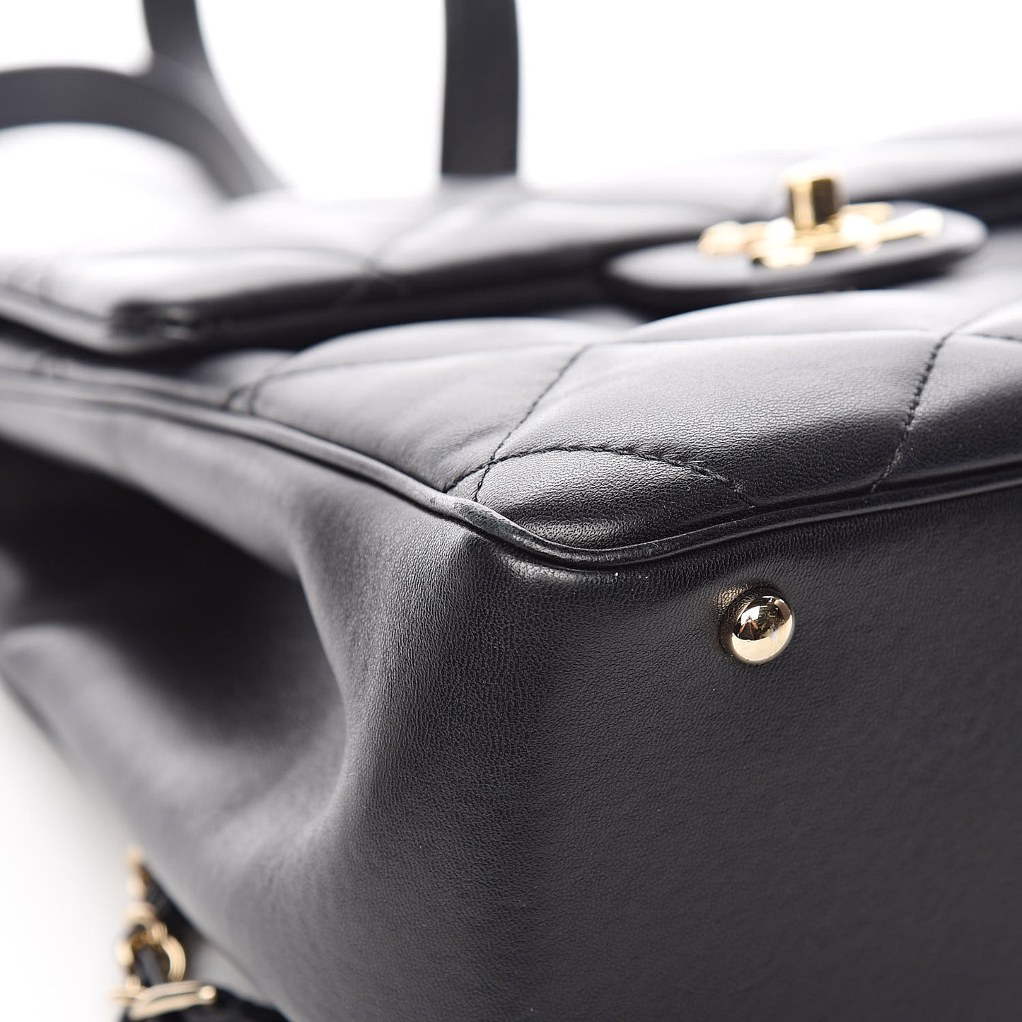 Lambskin Quilted Chain Backpack Black